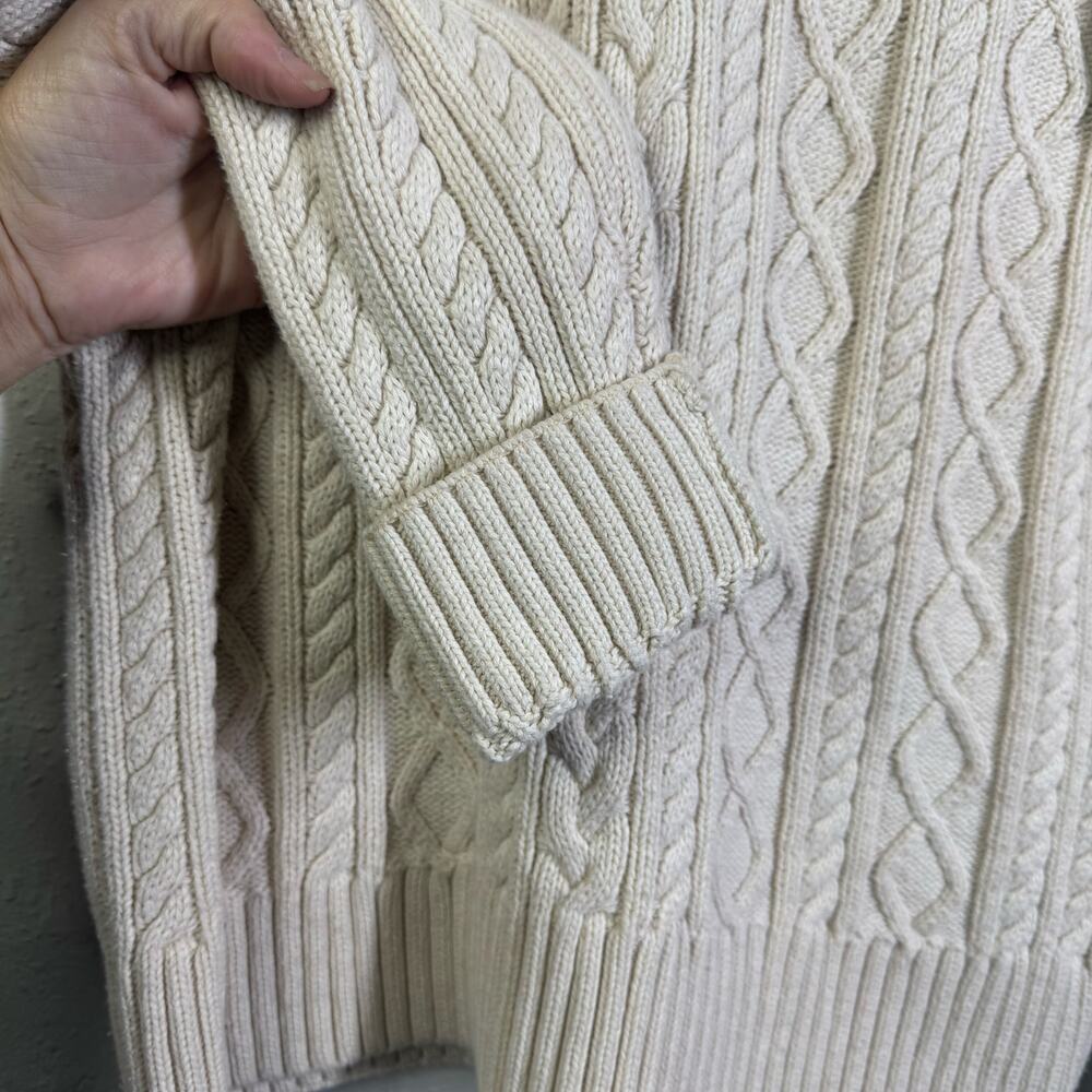 CROFT & BARROW Sweater Large Cable Knit Turtle Neck Cotton Irish Fisherman - Picture 8 of 12